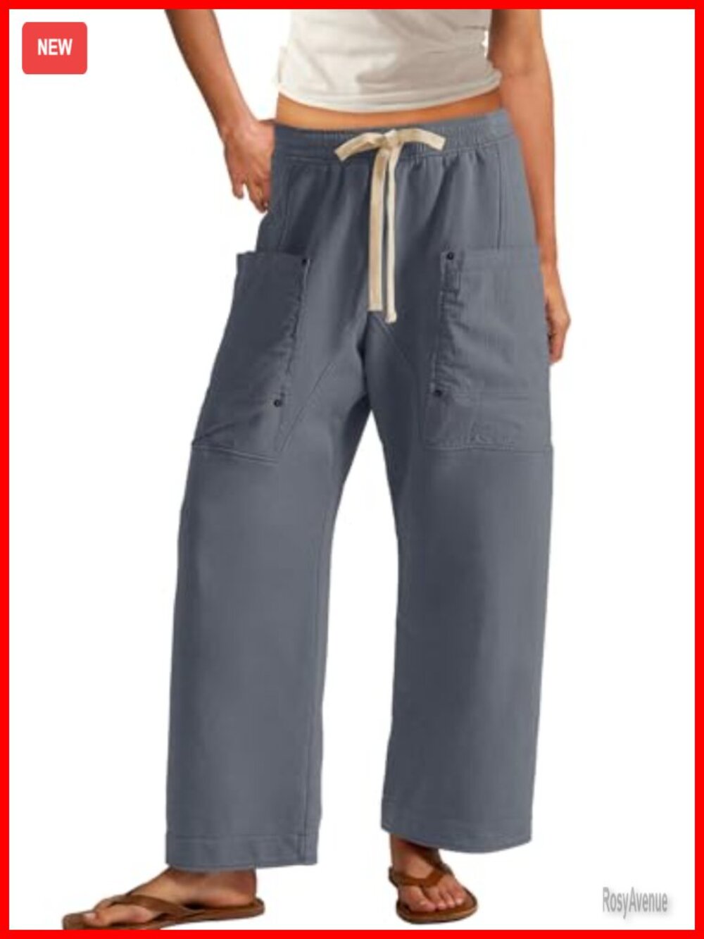 Wide Leg Baggy Sweatpants High Waist Drawstring Cargo Pockets